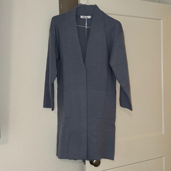 Long Button closure steel blue carnigan - Picture 7 of 7